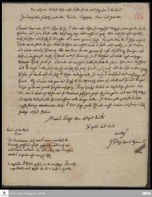 Brief von Philipp Jakob Spener an August Hermann Francke.