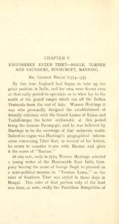 Chapter V. Englishmen enter Tibet - Bogle, Turner and Saunders, Moorcroft, Manning