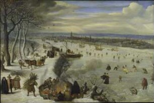 Ansicht von Antwerpen mit zugefrorener Schelde