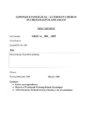 PRACHARAK TRAINING SCHOOL