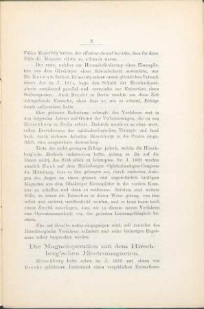 Die Magnetoperation mit dem Hirschberg'schen Electromagneten.