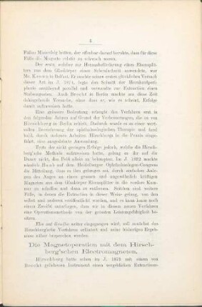 Die Magnetoperation mit dem Hirschberg'schen Electromagneten.