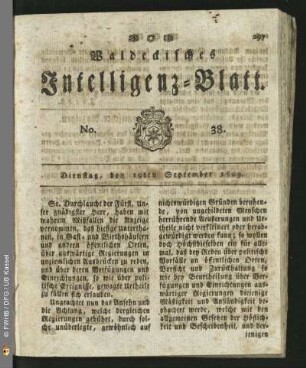 No. 38. Dienstag, den 19ten September 1809