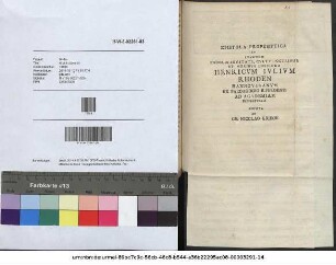 Epistola Propemptica Ad Ivvenem Indolis Bonitate, Cvltv Doctrinae Et Moribvs Insignem Henricvm Ivlivm Rhoden Hannoveranvm Ex Paedagogio Ilfeldensi Ad Academiam Profectvrvm : Ilfeldae, Kl. Ivn. MDCCXII