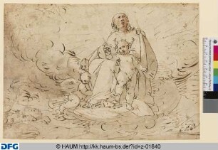 Maria mit Kind und zwei Putten auf Wolken