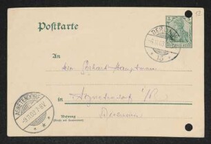 Brief von Paul Jonas an Gerhart Hauptmann
