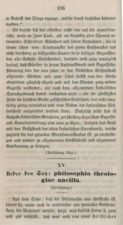 156-166 Ueber den Satz: philosophia theologiae ancilla : Fortsetzung