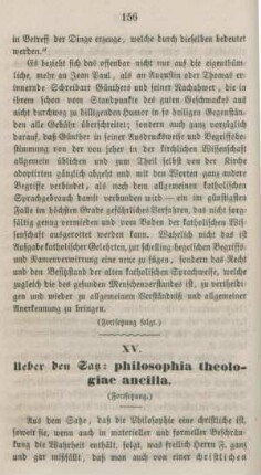 156-166 Ueber den Satz: philosophia theologiae ancilla : Fortsetzung