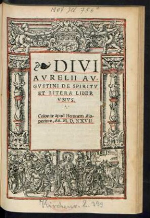 DIVI || AVRELII AV-||GVSTINI DE SPIRITV || ET LITERA LIBER || VNVS.||