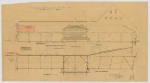 Thiersch, Friedrich von; München; Münchner - Kindl - Keller, Erweiterungsbau - Kolonnaden u. Musikpavillon (Grundriss, Ansicht)