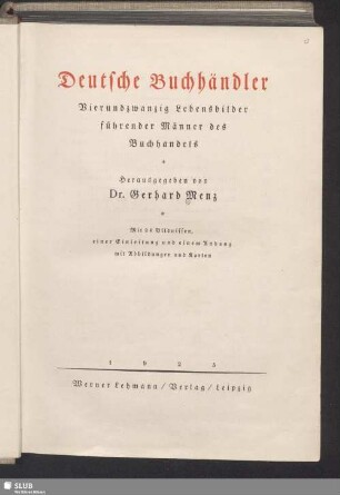 Deutsche Buchhändler : vierundzwanzig Lebensbilder führender Männer des Buchhandels