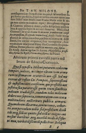 Alterum prioris exordi partis me[m]brum de Fiducia Ciceronis