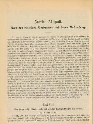 Zweiter Abschnitt. Von den einzelnen Verbrechen und deren Bestrafung.