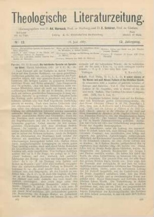 266-267 [Rezension] Schaff, Philip, A select Library of the Nicene and post-Nicene Fathers of the Christian Church. In connection with a number of patristic scholars of Europe and America. Vol. I