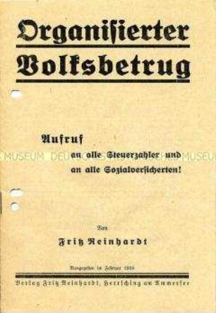 Propagandaschrift der NSDAP mit sozialer Demagogie