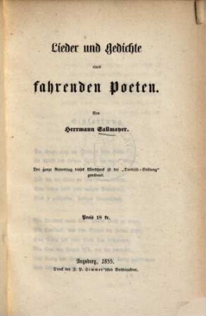 Lieder und Gedichte eines fahrenden Poeten