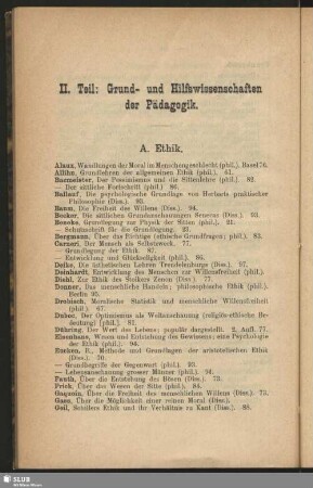 II. Teil: Grund- und Hilfswissenschaften der Pädagogik