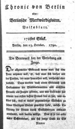 178stes Stück, Berlin, den 23. October. 1790