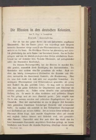 Die Mission in den deutschen Kolonien