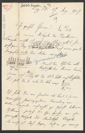 Brief an B. Schott's Söhne : 17.08.1907