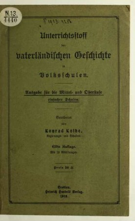 Unterrichtsstoff der vaterländischen Geschichte in Volksschulen