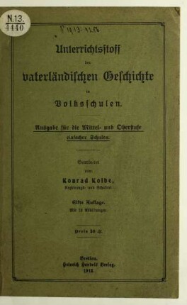 Unterrichtsstoff der vaterländischen Geschichte in Volksschulen