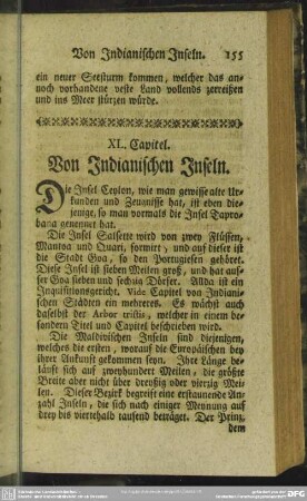 XL. Capitel. Von Indianischen Inseln