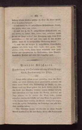 Vierter Abschnitt. Darstellung des Zusammenhanges der Dinge durch Verbindung der Sätze.