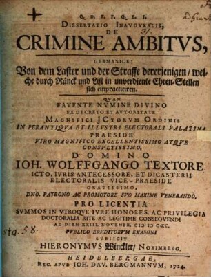 Diss. inaug. de crimine ambitus