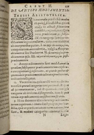 Caput II. De Ante Prædicamentis.