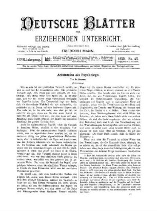 Aristoteles als Psychologe : (Fortsetzung)