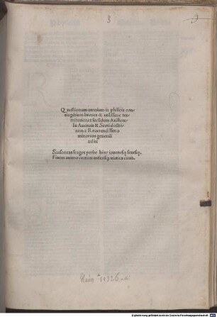 Recollectae in forma quaestionum super Physicam Aristotelis : mit Versen auf den Autor