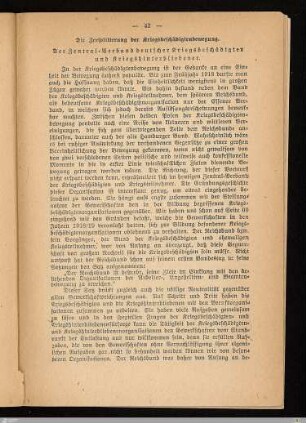 Der Zentral-Verband deutscher Kriegsbeschädigter und Kriegshinterbliebener