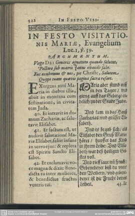 In Festo Visitationis Mariae, Evangelium Luc. 1, v. 39.