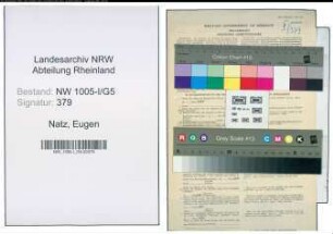Entnazifizierung Eugen Natz , geb. 10.12.1899 (Maschinist)