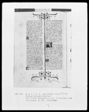 Franziskanisches Brevier — Initiale J, darin der heilige Hilarion, Folio 320verso