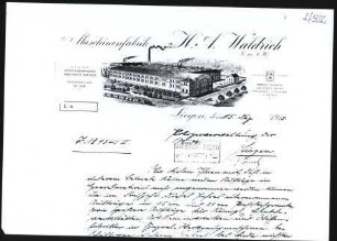 Firmenbriefköpfe Waldrich, H.A., G.m.b.H., Maschinenfabrik