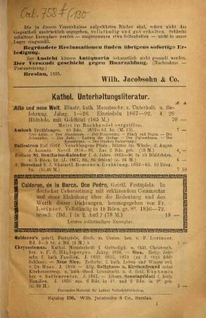 Antiquarischer Katalog. 130. 1895