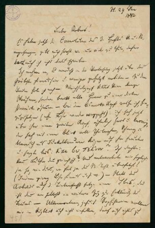 Brief vom 29. Januar 1882
