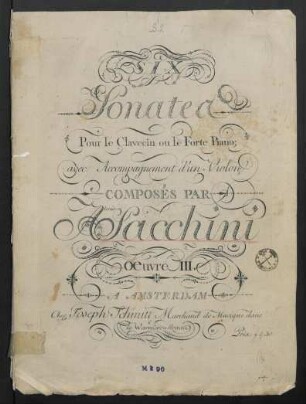 Six sonates pour le clavecin ou le forte piano, op. 3