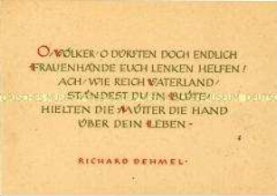 Postkarte mit Zitat von Richard Dehmel