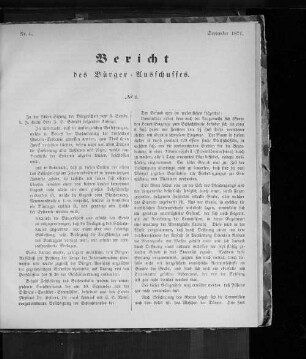 Nr. 6. Bericht des Bürger=Ausschusses. September 1871.