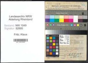 Entnazifizierung Klaus Fritz , geb. 23.01.1899 (Bauleiter)