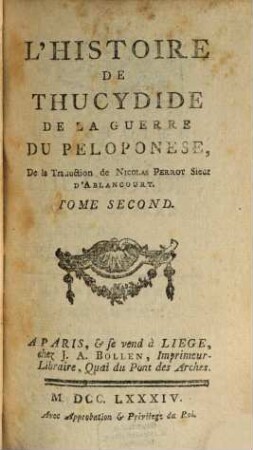 L' Histoire De Thucydide De La Guerre Du Peloponese, 2