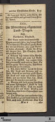 XXXI. Um Abwendung allgemeiner Land-Plagen.