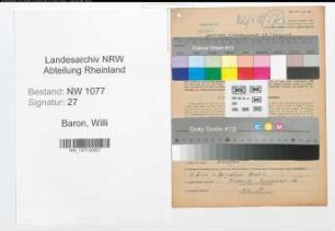Entnazifizierung Willi Baron , geb. 15.05.1916 (Polizist)