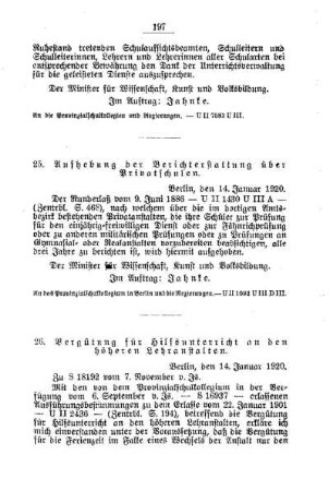 Vergütung für Hilfsunterricht an den Höheren Lehranstalten : [D. Allgemeine Angelegenheiten der Unterrichtsanstalten]
