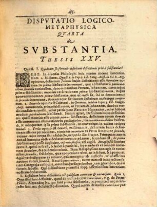 Disp. log. metaph. ... de substantia