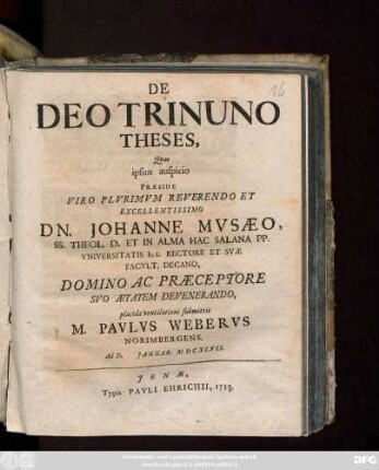 De Deo Trinuno Theses