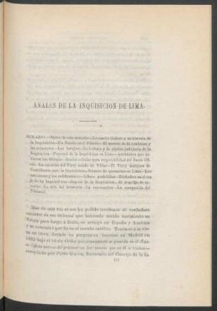 Anales de la inquisición de Lima.